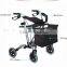 Rehabilitation Thera High end lightweight foldable aluminium ligh weight rollator walker 4 wheel folding rollator walker