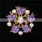 Factory wholesale fashion jewelry multifunctional flower rhinestone scarf clip brooch