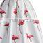 Stunning ivory custom pink flamingo print midi skirt , New Arrivals Chic Flamingos Print Pleated A-line Skirt