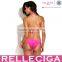 RELLECIGA Push up Bikini Series - Hot Pink 3D Green Blooming Flower Details on Top