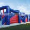 Outdoor red and blue giant adult inflatable obstacle course equipment