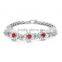 Wedding Jewelry 18 K Gold / White Gold Plated Inlay Red Zircon Cubic Bracelets