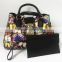 Fashion black pu leather fashion butterfly pattern handbag guangzhou manufactorer