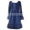 Hot sale kids clothing boutique dress lace ruffle dress for baby girl infant toddler dress girls denim skirt flutter denim dress
