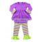 Cotton ruffle little girls dress suits remake boutique kids outfit purple black striped ruffle pants children clothing 2016 set