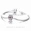 X240 Handcraft S925 Sterling Silver Personalized Paved Crystal Zircon Heart Angel Wing Charm beads