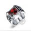 14MM Stainless steel vintage antiqued silver AAA black and red zircon ring wedding jewelry 6240015