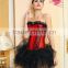 Popular style sexy red mature corset with skirt sexy corset for women
