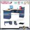 OA-6S L shape fashional office desk with wooden desktop and steel cabinet