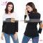 Top Sale Pocket Long Sleeves Black and White Shirt Women Pullover
