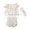 New arrival baby girl open shoulder top shorts outfits,pompom top set