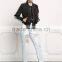 MGOO New Arrival Black 100% Polyester Bomber Jackets Black Crop Long Sleeves Tops Coat Sports Women Jackets