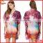 Relaxed fit lace v neck lakeside print kaftan women kaftan dress