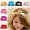 Boutique fancy baby shiny gold stretchy headband , toddler girls turban head wrap M5062007