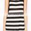 CHEFON Jersey black and white striped maxi dress