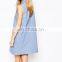 High Quality Front Pleat Slip Pockets Loose Fit A-line Sleeveless Mini Casual Dress for Girls