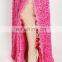 2015 pink lace short sleeve high slit floor length evening dress cheap price