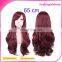 Lady fashion wine red 65cm wigs human hair cheap