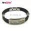 Hot sale leather custom bracelet men with stainless steel clasp