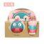 2020 Creative cartoon  bamboo fiber children tableware set of five sets of kindergarten baby bowl children's dinner plate owl