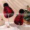 Cowinner Xmas Plaid Knit Matching Hats For Mom And Baby Christmas Buffalo Knit Warm Beanies Hat With Pom Pom Ball