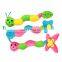 Wholesale snake shape colourful stuffed chew pet dog plush toy squeaky toys