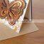 2016 Latest Square Wooden Gold Wedding Invitation Butterfly Design