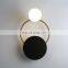 Nordic Modern G4 Round Glass Ball Wall Lamp Simple Black White Iron LED Wall Light for Bedroom Aisle Sconce