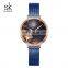 SHENGKE Fashion Lady Watch Unique Ginkgo Leaf Dial Stainless Steel Milan Mesh Band Japanese Quartz Movement K0139L