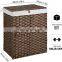 (90L) Removable and easily mounted hand-woven synthetic rattan laundry basket with lid and handle