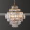 Classic Luxury Living Room Ceiling Pendant Modern Style Crystal Chandelier with Warm White LED Lighting Fixture Iron Body Black