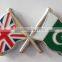UK and Pakistan cross national flag lapel pin badge