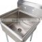 Freestanding Restaurant Kitchen 1 One Compartment Commercial Stainless Steel Sink with Drain Board