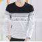 Mens long sleeve s T shirts with stripe &customer brand v neck T shirts