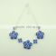 Vintage blue double flower design fashion necklace rhinestone alloy bangles resin necklace set silver women jeweley set                        
                                                                                Supplier's Choice