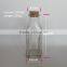 Hot selling empty square glass milk bottles with cork