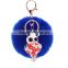 2016 New Rabbit Fluffy Ball Keychain 8CM Owl Rhinestone Cute Fur Ball Key Chain For Car Key Ring Car Ornaments Bag Pendant