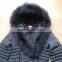 womens polyester memory twill fabric faux down filled coat with fur hood