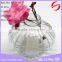 Round clear glass aroma diffuser bottle in lantern shape with vertical stripe and color spraying is available