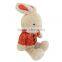 cheap custom plush rabbit toys in red clothes