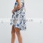 Guangzhou Latest Clothing OEM Sexy V-cut Back Aline Jacquard High Neck Dress