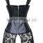 Hot Sale Women's Steampunk Gothic Faux Leather Bustier Corset with Lace Skirt