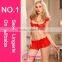 2015 sunspice top supplier elegant lingerie mature red mesh bra matching nifty bows skirt sexy girls match set