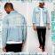 Fashionable Mens Trench Blue White Cotton Denim Long Sleeve Jacket