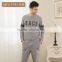 2017 Best Qianxiu Wholesale Lightweight Long Sleeved Elegant Gray Knit Cotton Mens Sleep Shirt