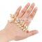 Elegant Golden Metal Leave Bracelet Crystal Bangle Simple Ring Bracelet