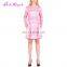 Fashion pink long sleeves pattern printed autumn modest new 2017 womes dress