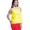 Yellow Sleeveless Lace Yoke Top