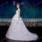 Latest Design Dress Plunge V Neckline Lace Appliqued Tulle Backliess Bridal Wedding Gown