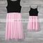 Matching Mom And Daughter Family Clothes Dresses Sleeveless Pink Mesh Patchwork Tutu Dress For Princess Mommy And Me Outfits
